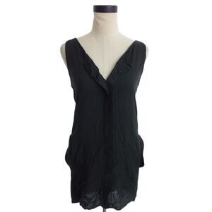 Zara Trafaluc Dark Gray Tunic Top Small V-Neck Sleeveless
